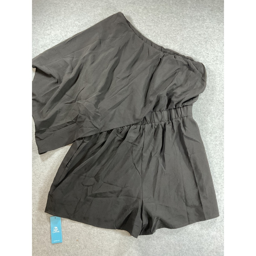 Cupshe Womens One Shoulder Draped Romper Black Size L 2429